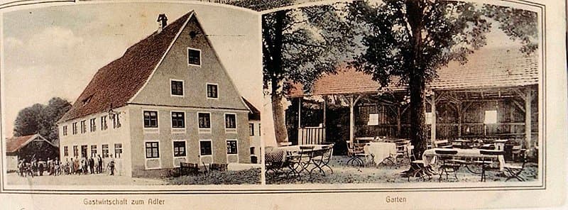 Historische Postkarte: Gastwirtschaft zum Adler und Garten